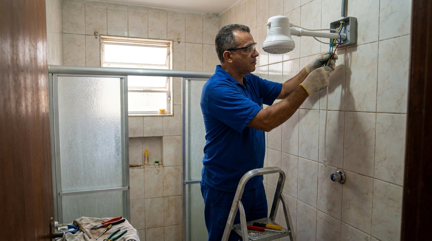 Substituição de Chuveiro Antigo em Americana‑SP